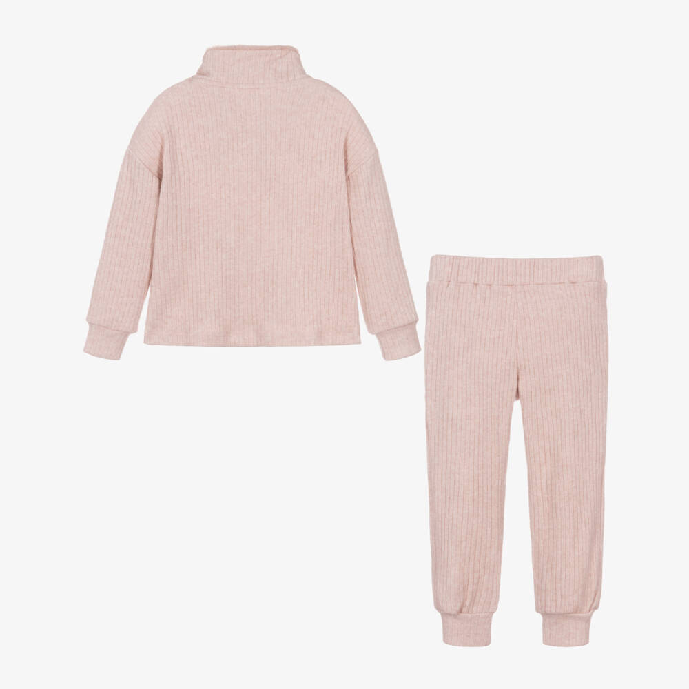 Patachou-Уютный розовый вязаный спортивный костюм для девочек | Childrensalon Outlet