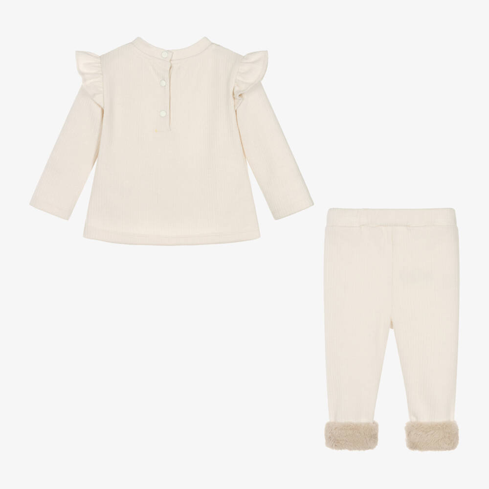 Patachou-طقم ليقنز مضلع لون عاجي للبنات | Childrensalon Outlet