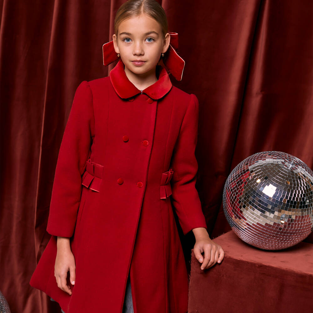 Patachou-Girls Crimson Felted Overcoat | Childrensalon Outlet