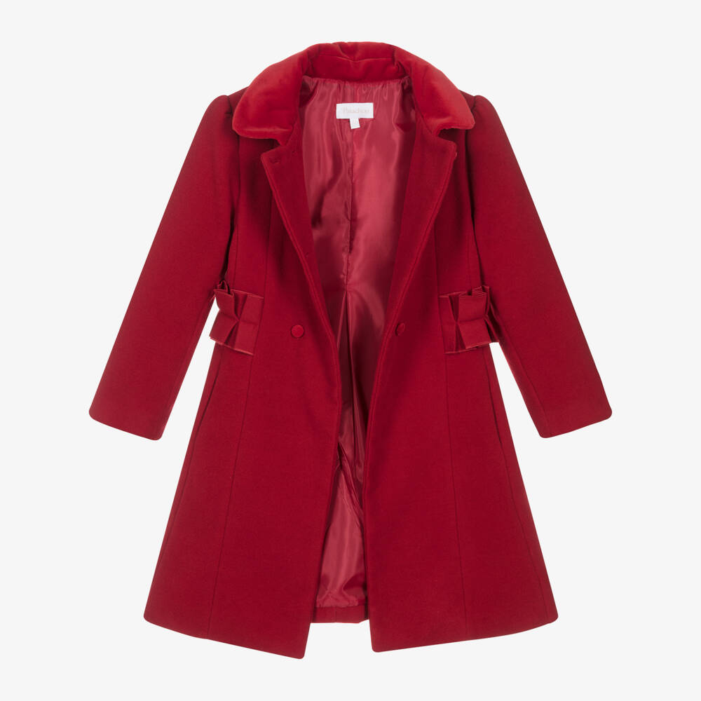 Patachou-Girls Crimson Felted Overcoat | Childrensalon Outlet