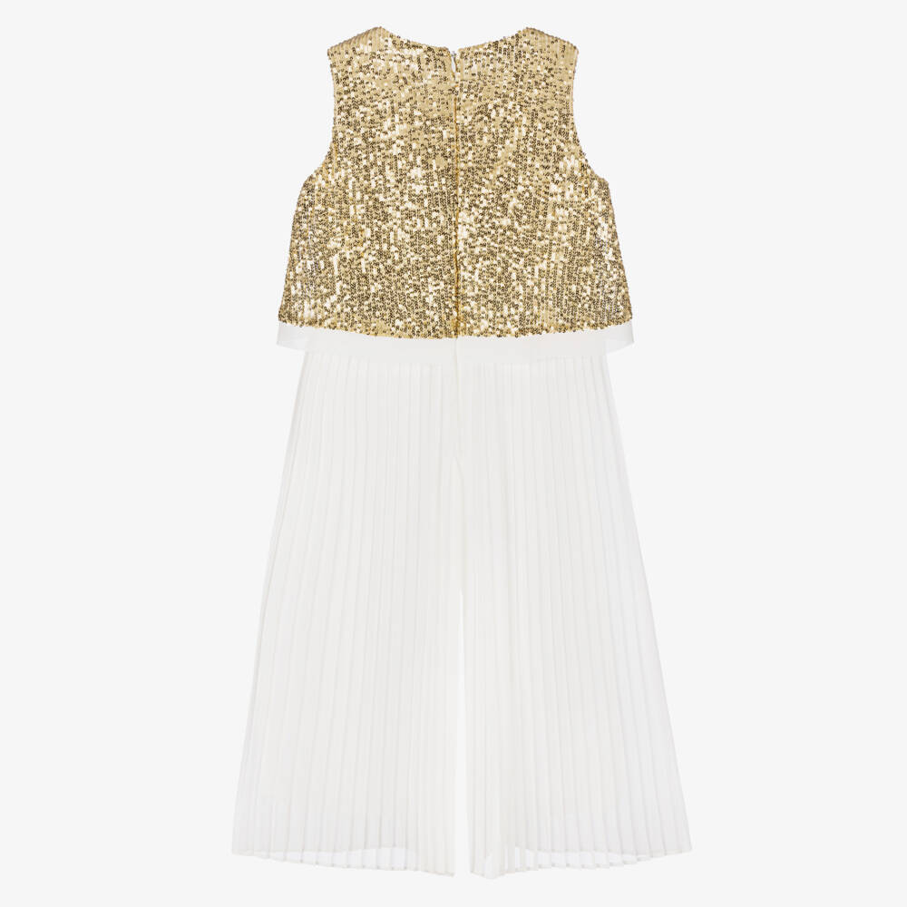 Patachou-Girls Dazzling Gold Pleated Jumpsuit | Childrensalon Outlet