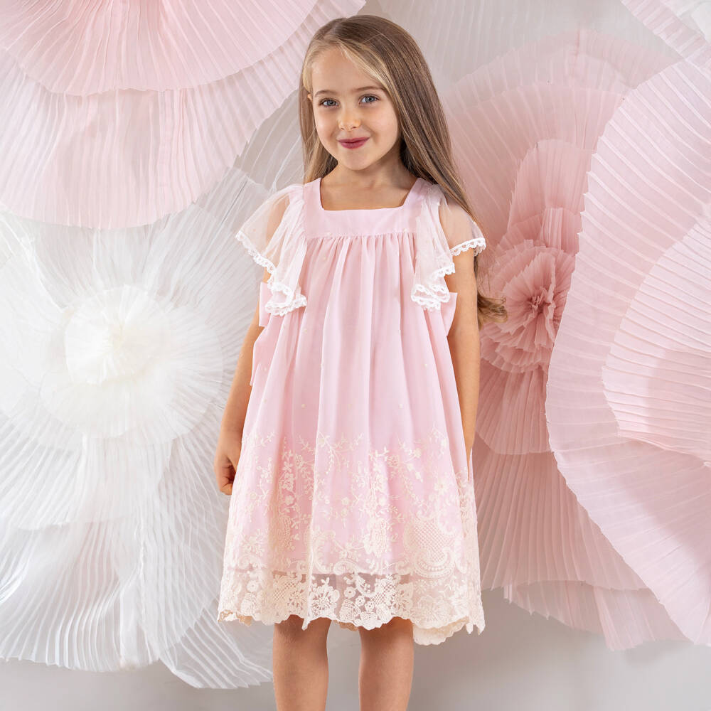 Patachou-فستان دانتيل وردي ناعم للبنات | Childrensalon Outlet