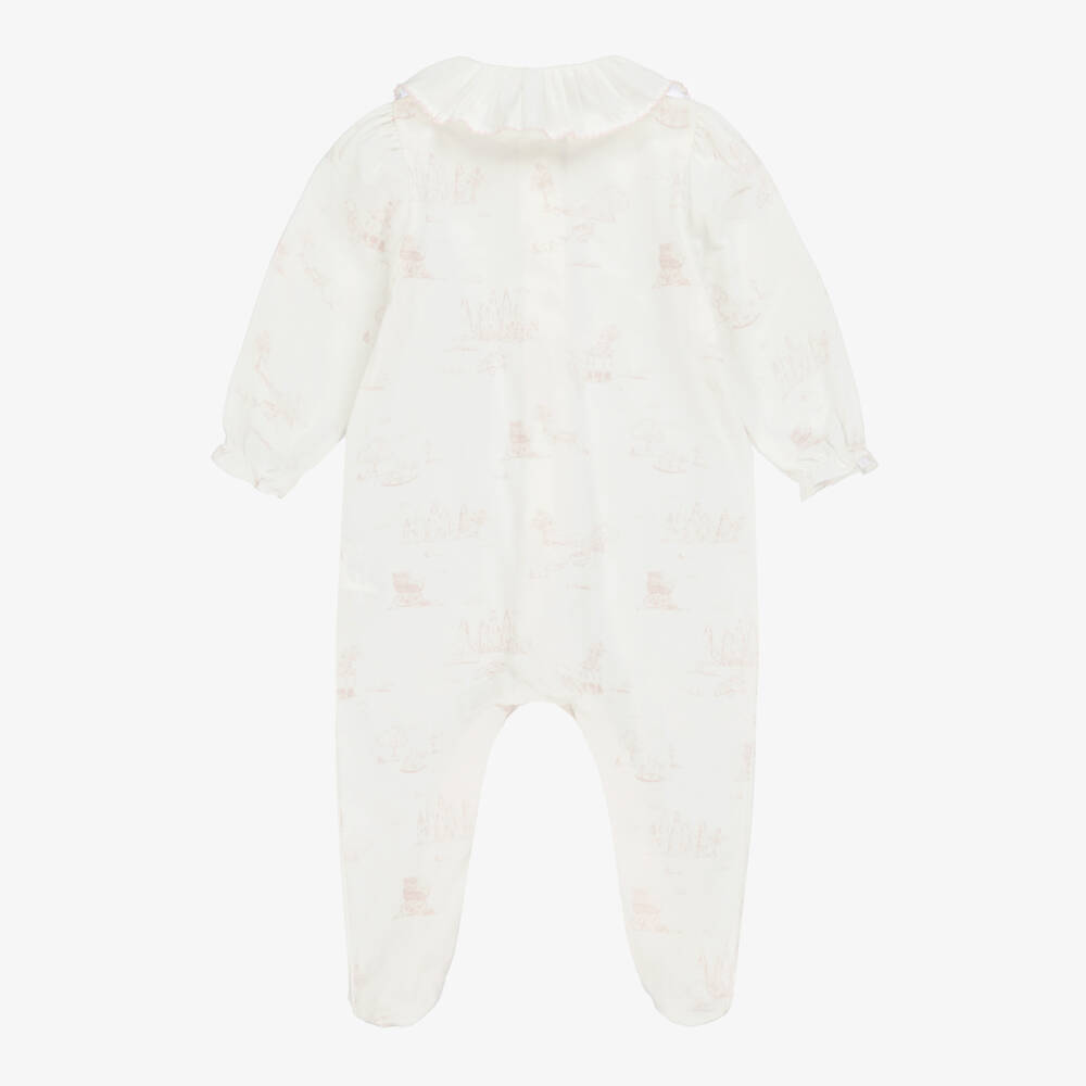 Patachou-Girls Delicate Pink Toile Babygrow | Childrensalon Outlet