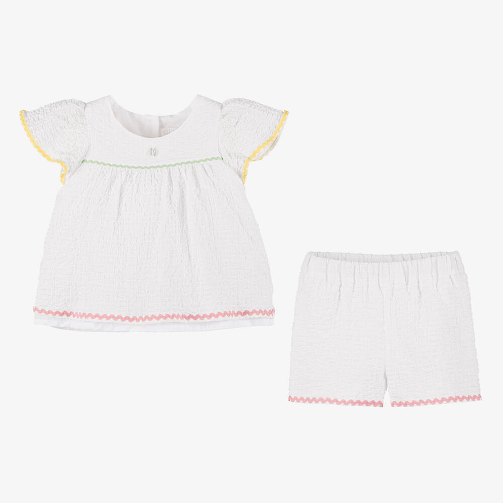 Patachou-طقم شورت صيفي أبيض ناعم للبنات | Childrensalon Outlet