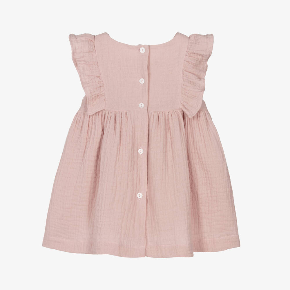 Patachou-Girls Dusky Pink Floral Muslin Dress | Childrensalon Outlet