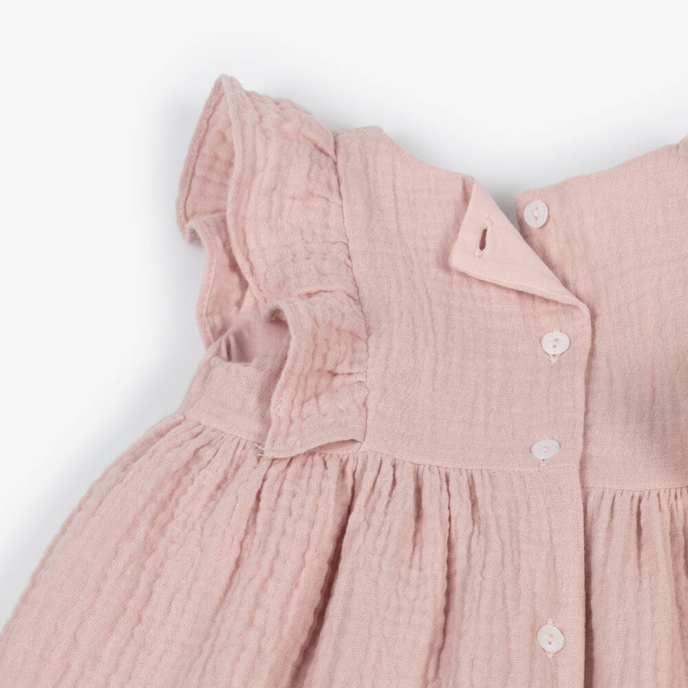 Patachou-Girls Dusky Pink Floral Muslin Dress | Childrensalon Outlet