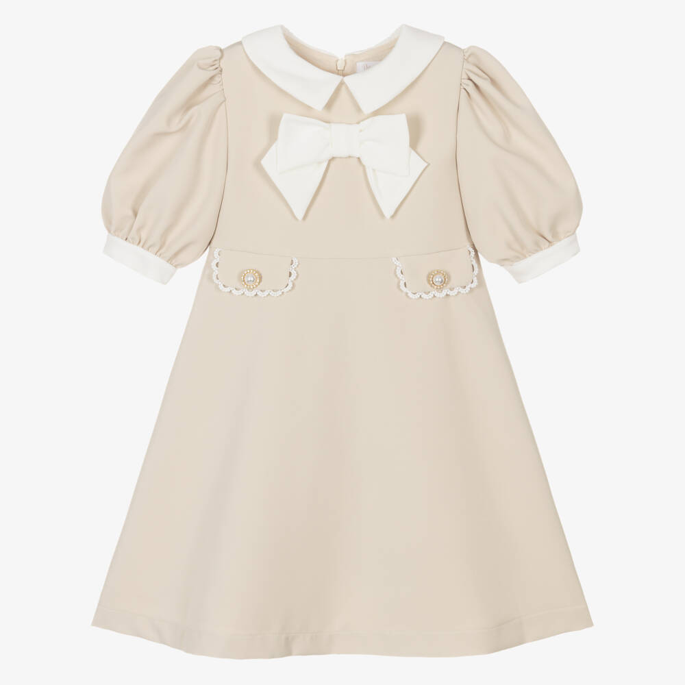 Patachou-Элегантное бежевое платье с бантом для девочек | Childrensalon Outlet
