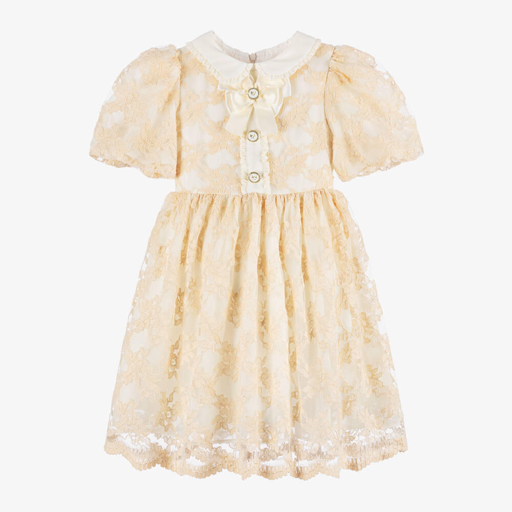 Patachou-Элегантное бежевое платье с бантом для девочек | Childrensalon Outlet