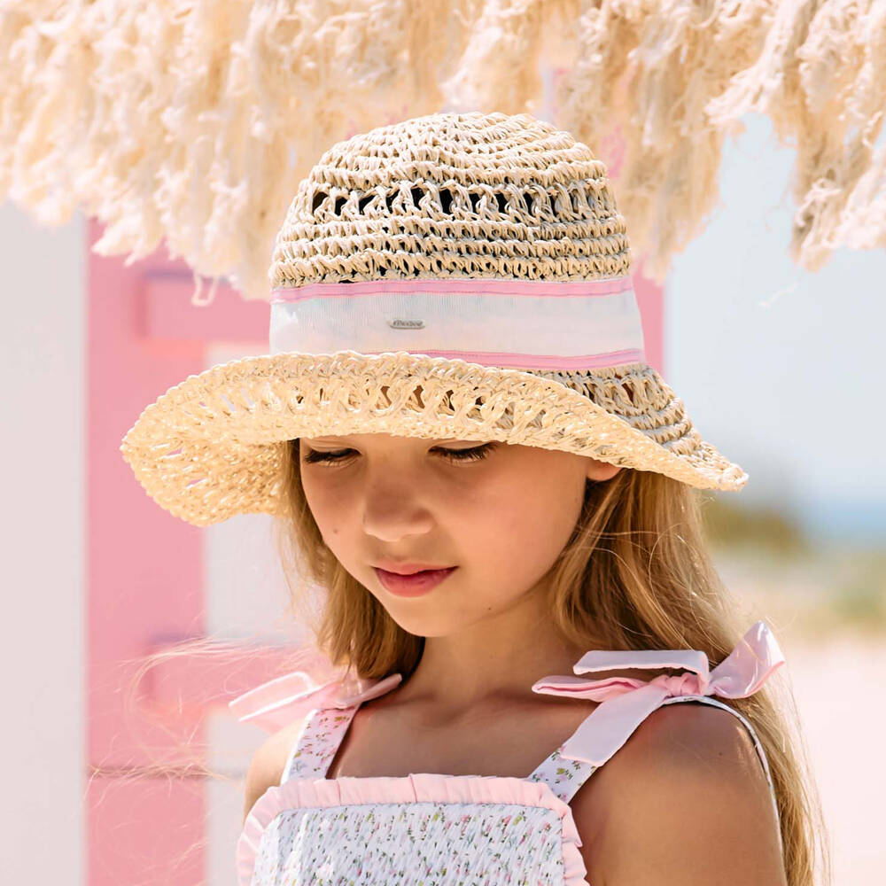 Patachou-Girls Elegant Beige Sun Hat | Childrensalon Outlet