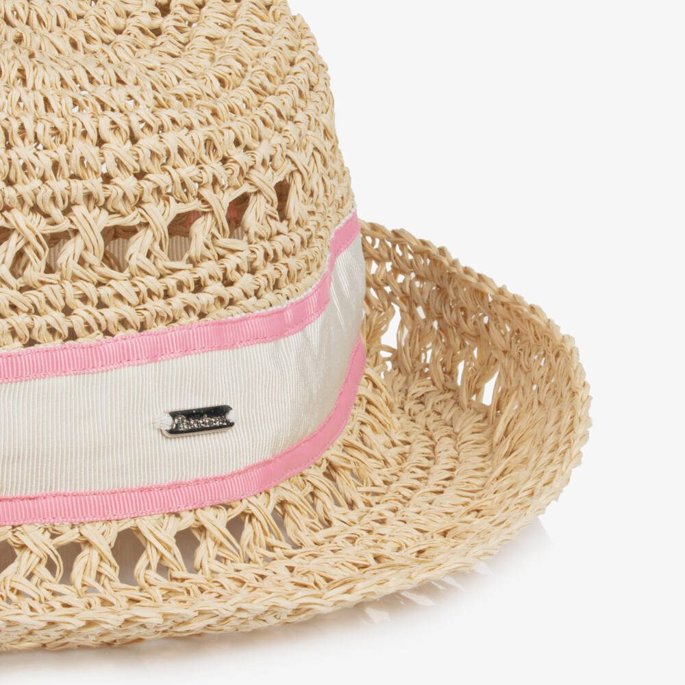 Patachou-Girls Elegant Beige Sun Hat | Childrensalon Outlet