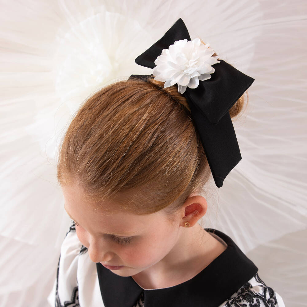 Patachou-طوق شعر فاخر باللون الأسود مزين بالورود للبنات | Childrensalon Outlet