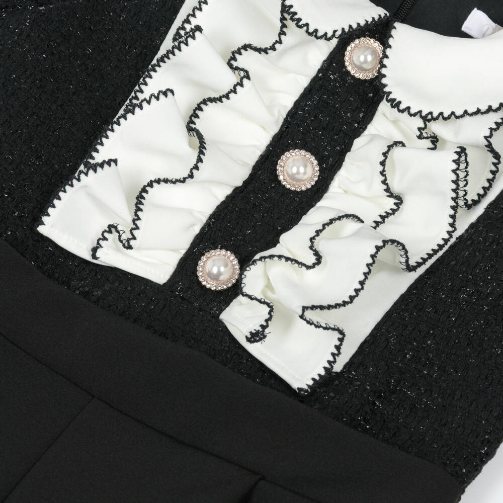 Patachou-جمبسوت أنيق باللون الأسود للبنات مع كشكشات | Childrensalon Outlet