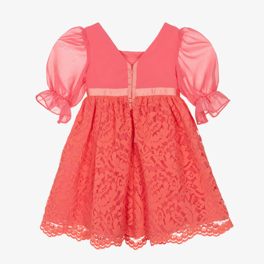 Patachou-Girls Elegant Coral Lace Ensemble | Childrensalon Outlet