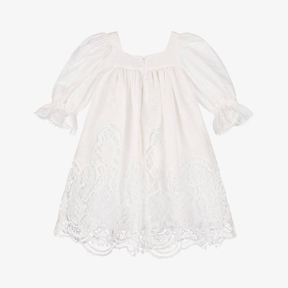 Patachou-Girls Elegant Floral Cotton Lace Dress | Childrensalon Outlet