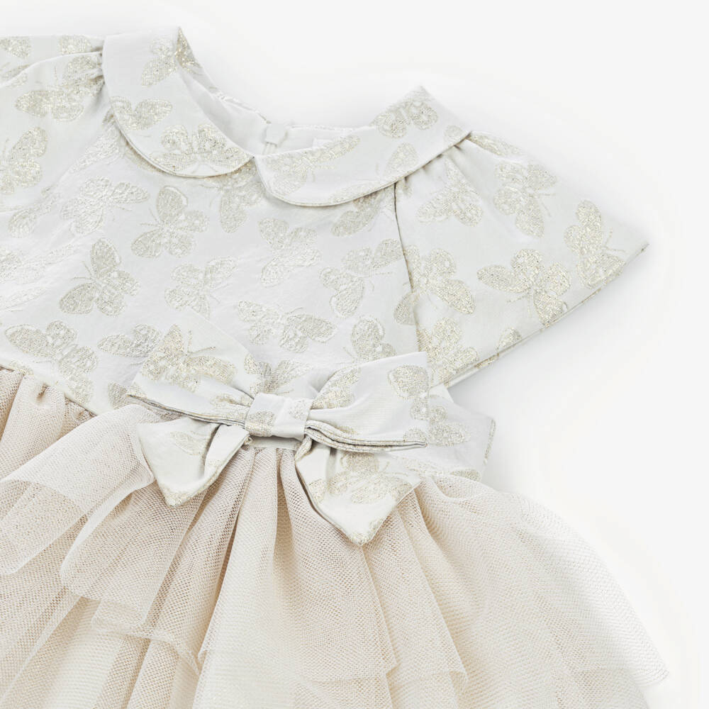 Patachou-Girls Elegant Golden & Ivory Tulle Gown | Childrensalon Outlet