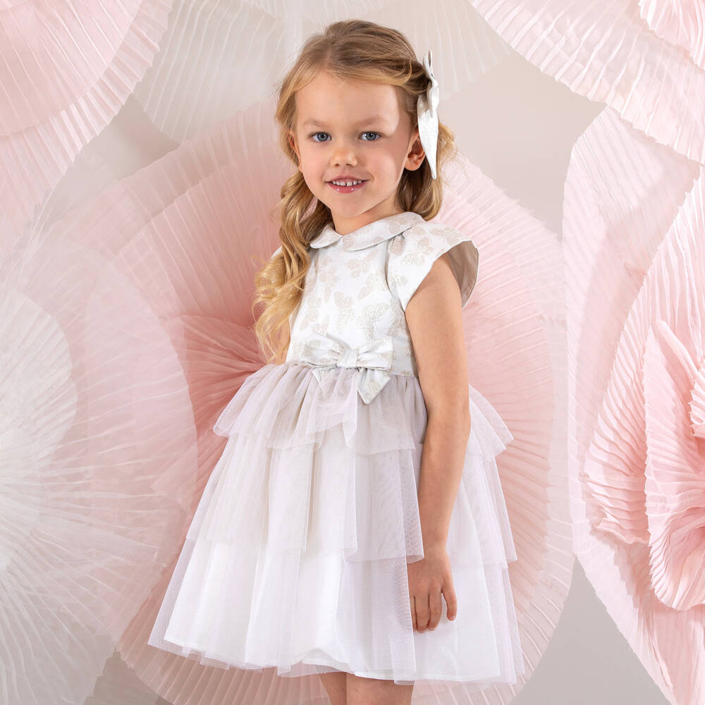 Patachou-Girls Elegant Golden & Ivory Tulle Gown | Childrensalon Outlet