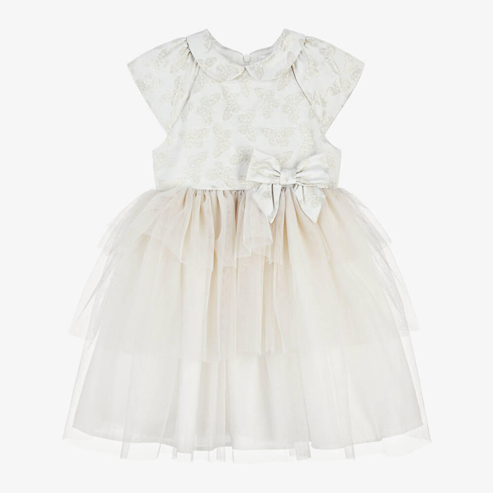 Patachou-Girls Elegant Golden & Ivory Tulle Gown | Childrensalon Outlet