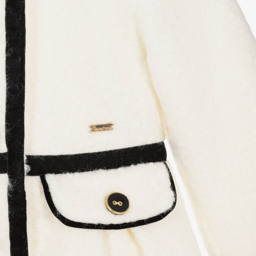 Patachou-Girls Elegant Ivory Bouclé Overcoat | Childrensalon Outlet