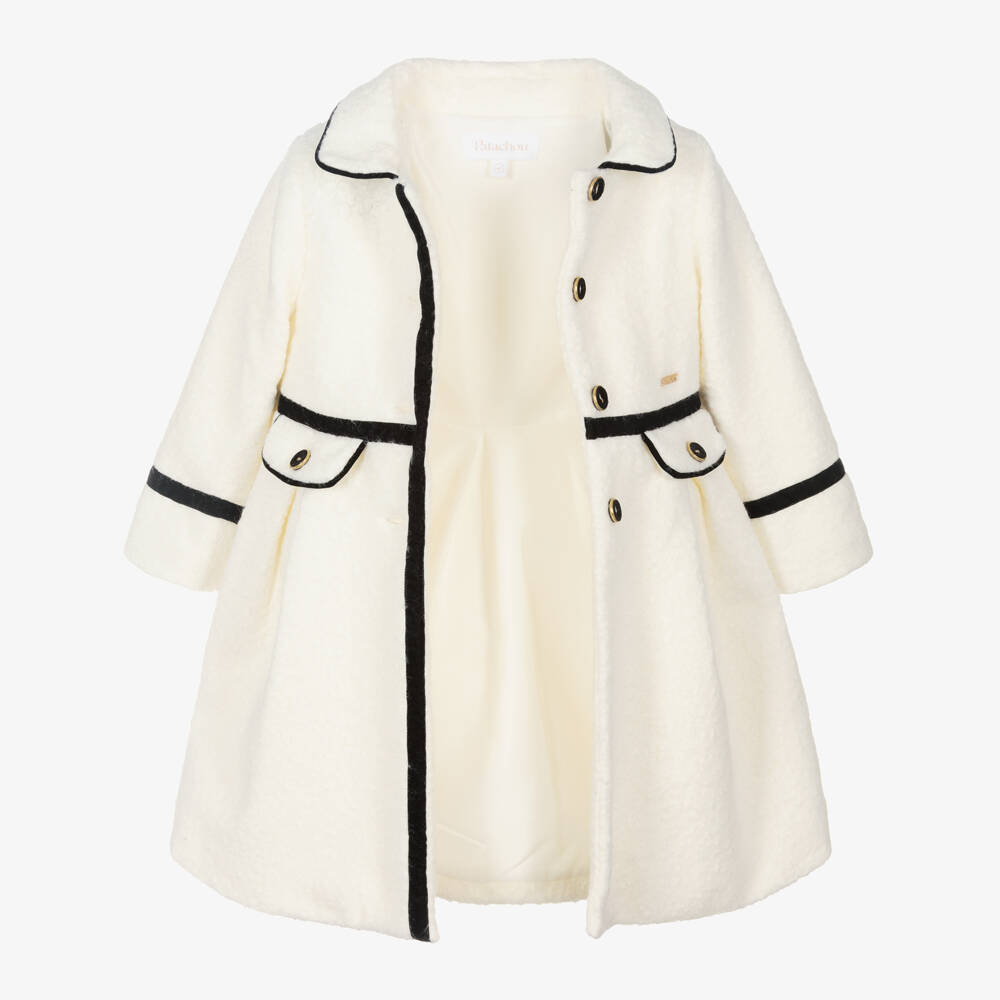 Patachou-Girls Elegant Ivory Bouclé Overcoat | Childrensalon Outlet
