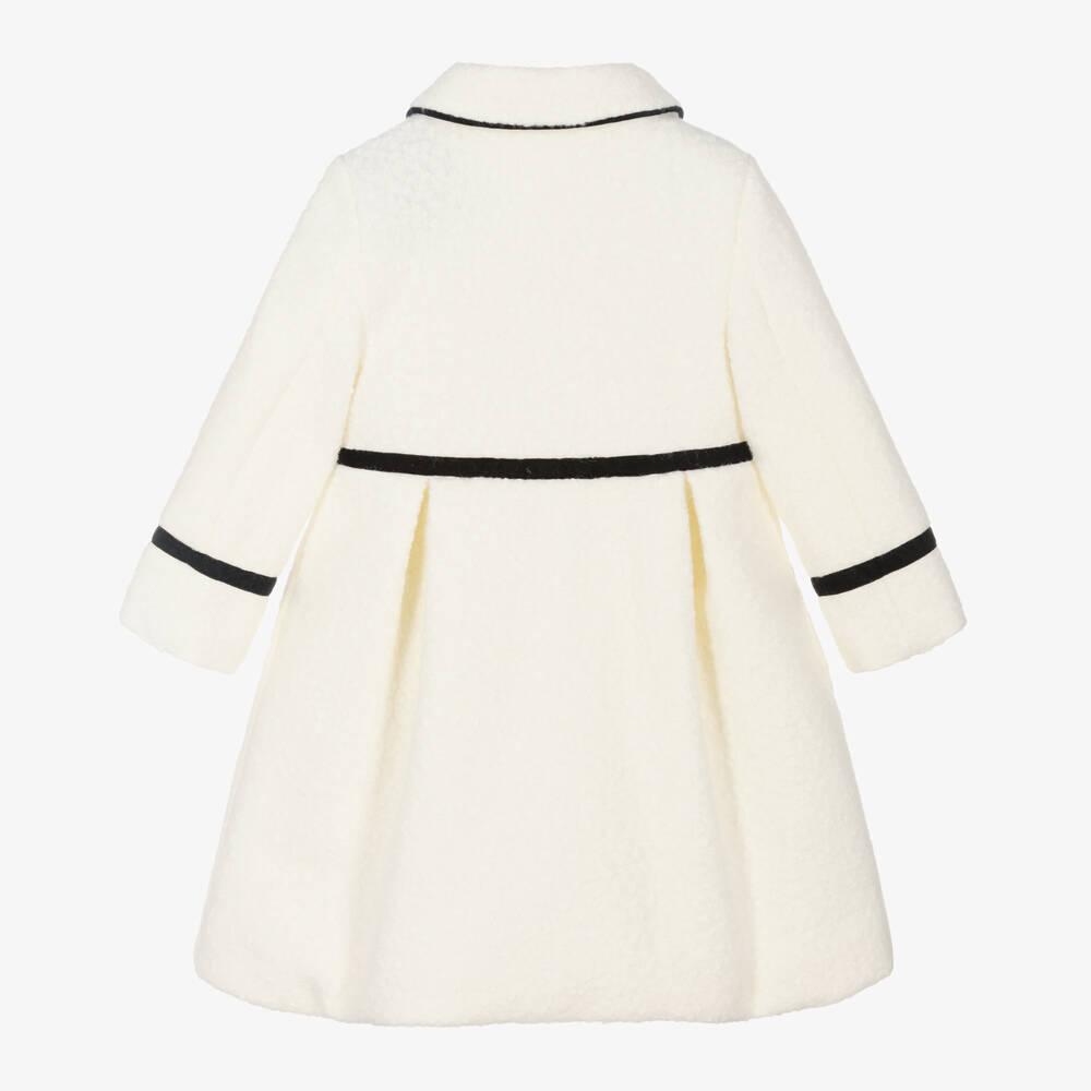 Patachou-Girls Elegant Ivory Bouclé Overcoat | Childrensalon Outlet