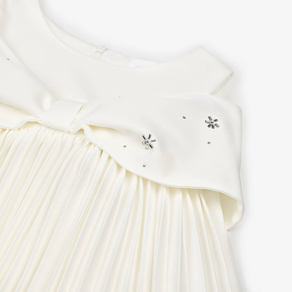 Patachou-Girls Elegant Ivory Bow Dress | Childrensalon Outlet