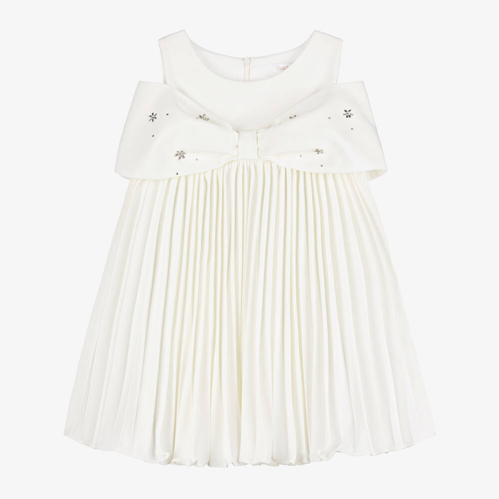 Patachou-Girls Elegant Ivory Bow Dress | Childrensalon Outlet