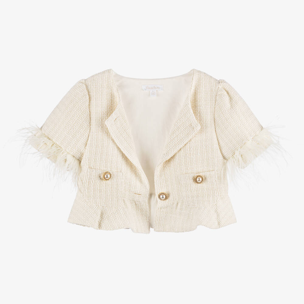 Patachou-Элегантный кремовый твидовый ансамбль для девочек | Childrensalon Outlet