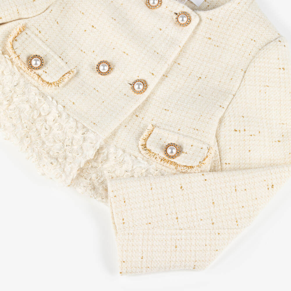 Patachou-جاكيت تويد عاجي أنيق للبنات | Childrensalon Outlet