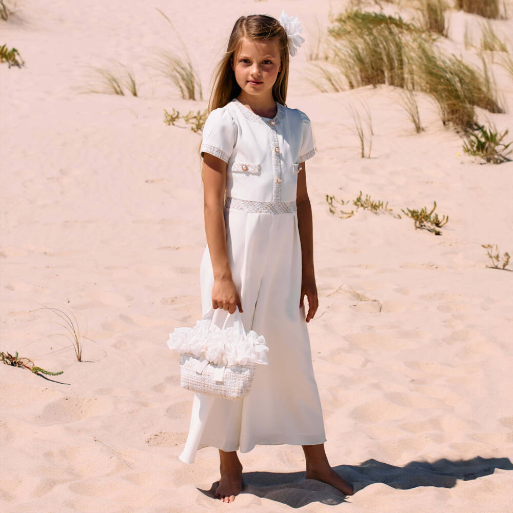 Patachou-Girls Elegant Ivory Tweed Purse | Childrensalon Outlet