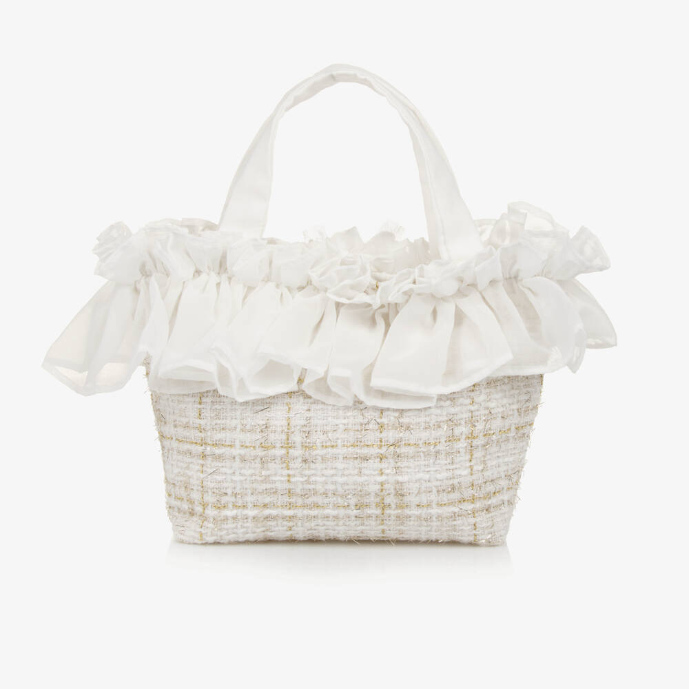 Patachou-Girls Elegant Ivory Tweed Purse | Childrensalon Outlet