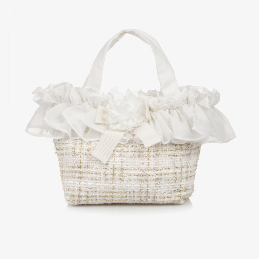 Patachou-Girls Elegant Ivory Tweed Purse | Childrensalon Outlet