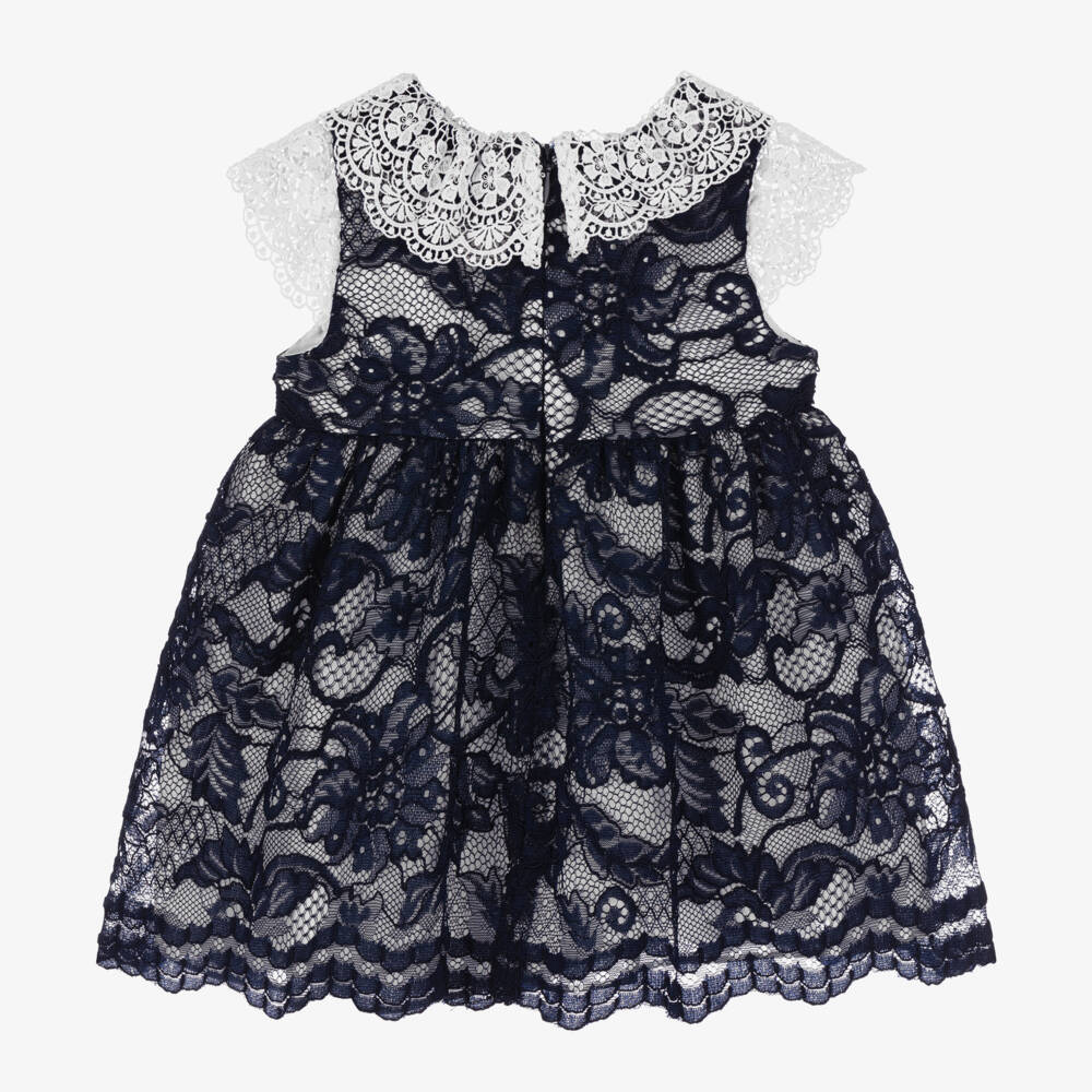 Patachou-Girls Elegant Navy Lace Dress | Childrensalon Outlet