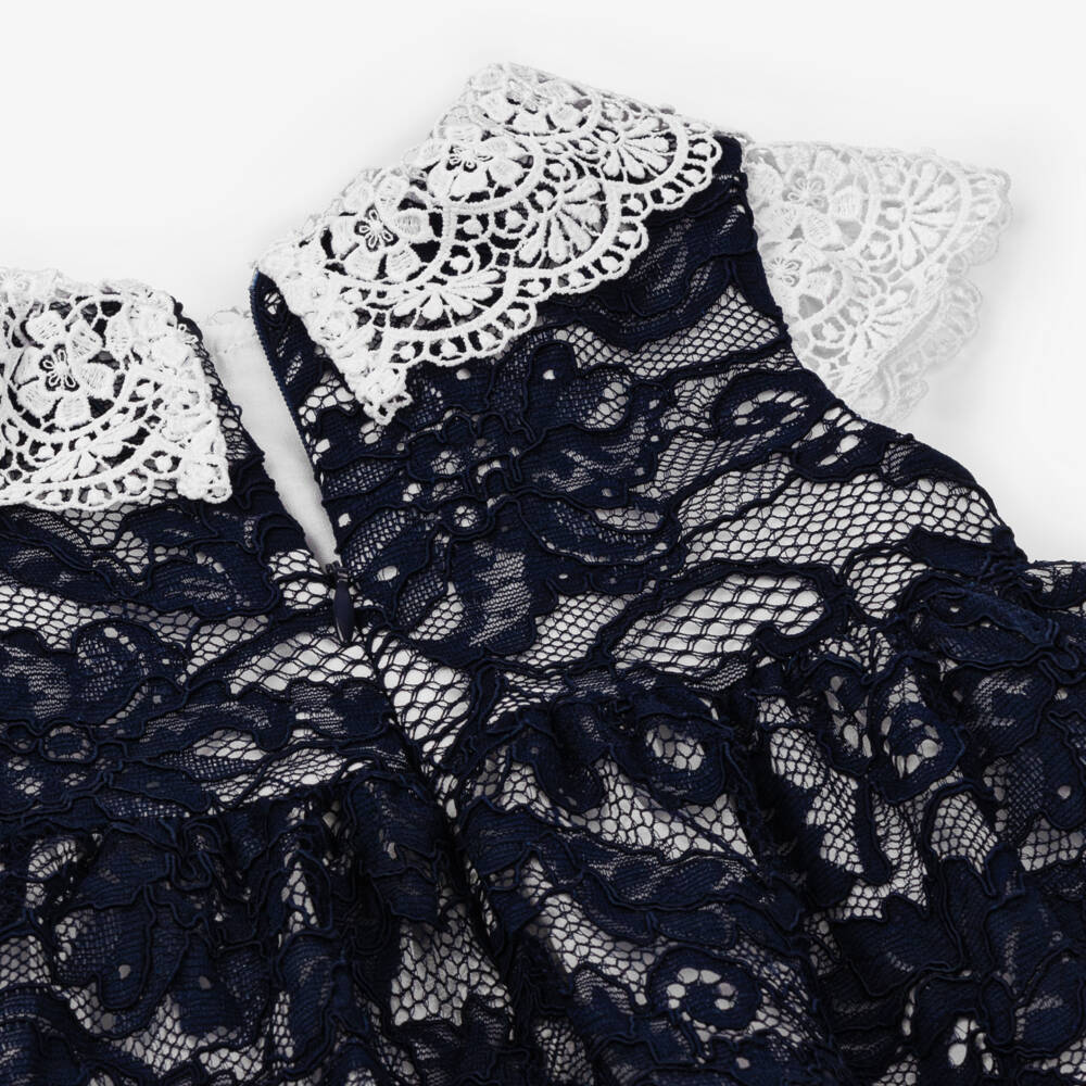 Patachou-Girls Elegant Navy Lace Dress | Childrensalon Outlet