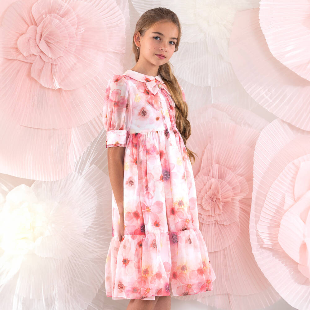 Patachou-Элегантное розовое платье с цветочным узором для девочек | Childrensalon Outlet