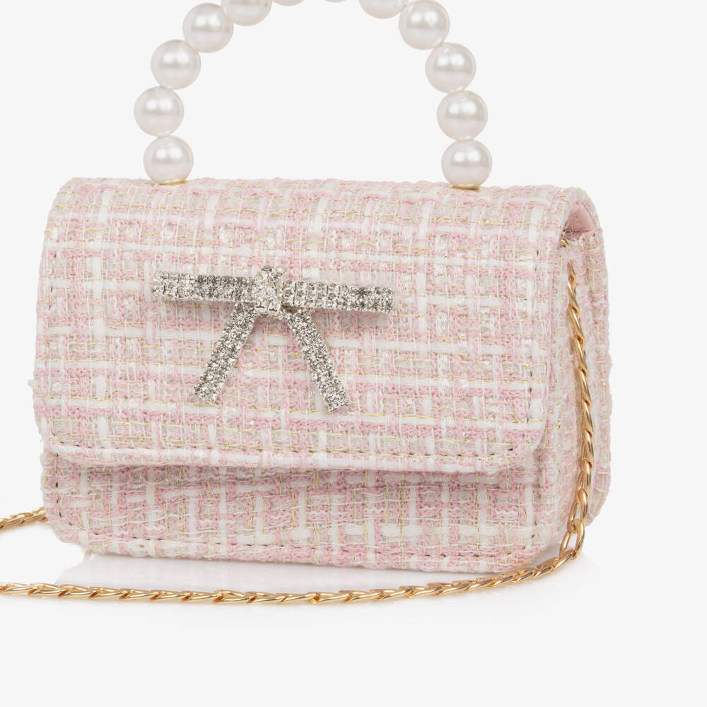 Patachou-Girls Elegant Tweed Purse in Pink | Childrensalon Outlet