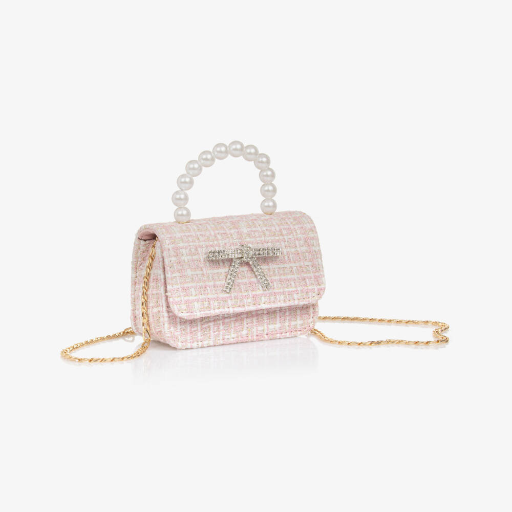 Patachou-Girls Elegant Tweed Purse in Pink | Childrensalon Outlet
