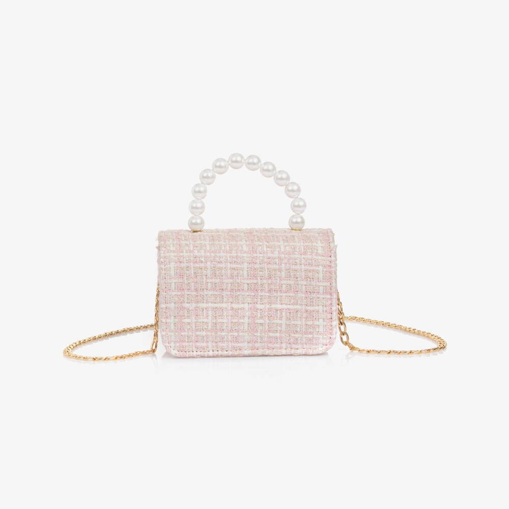 Patachou-Girls Elegant Tweed Purse in Pink | Childrensalon Outlet