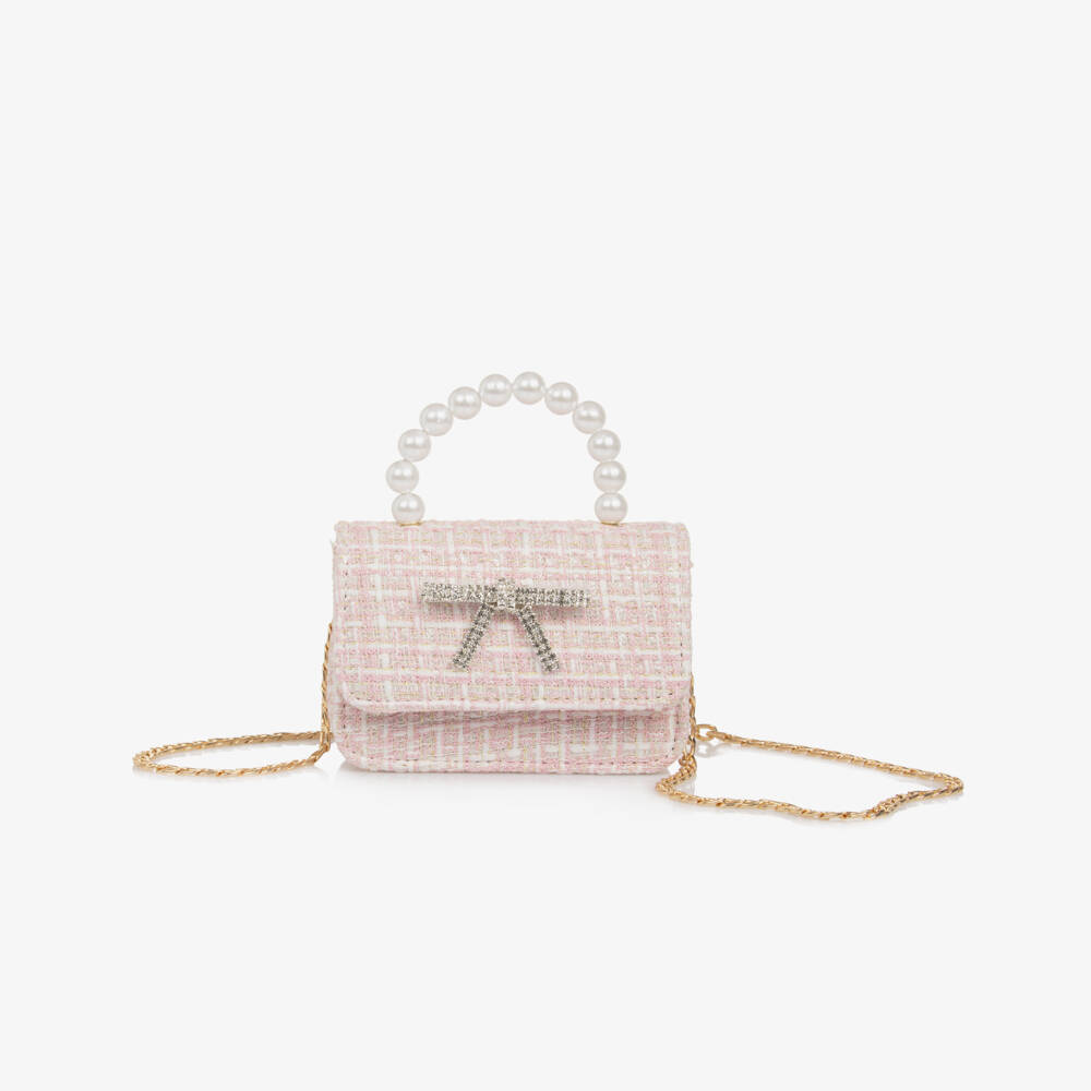 Patachou-Girls Elegant Tweed Purse in Pink | Childrensalon Outlet