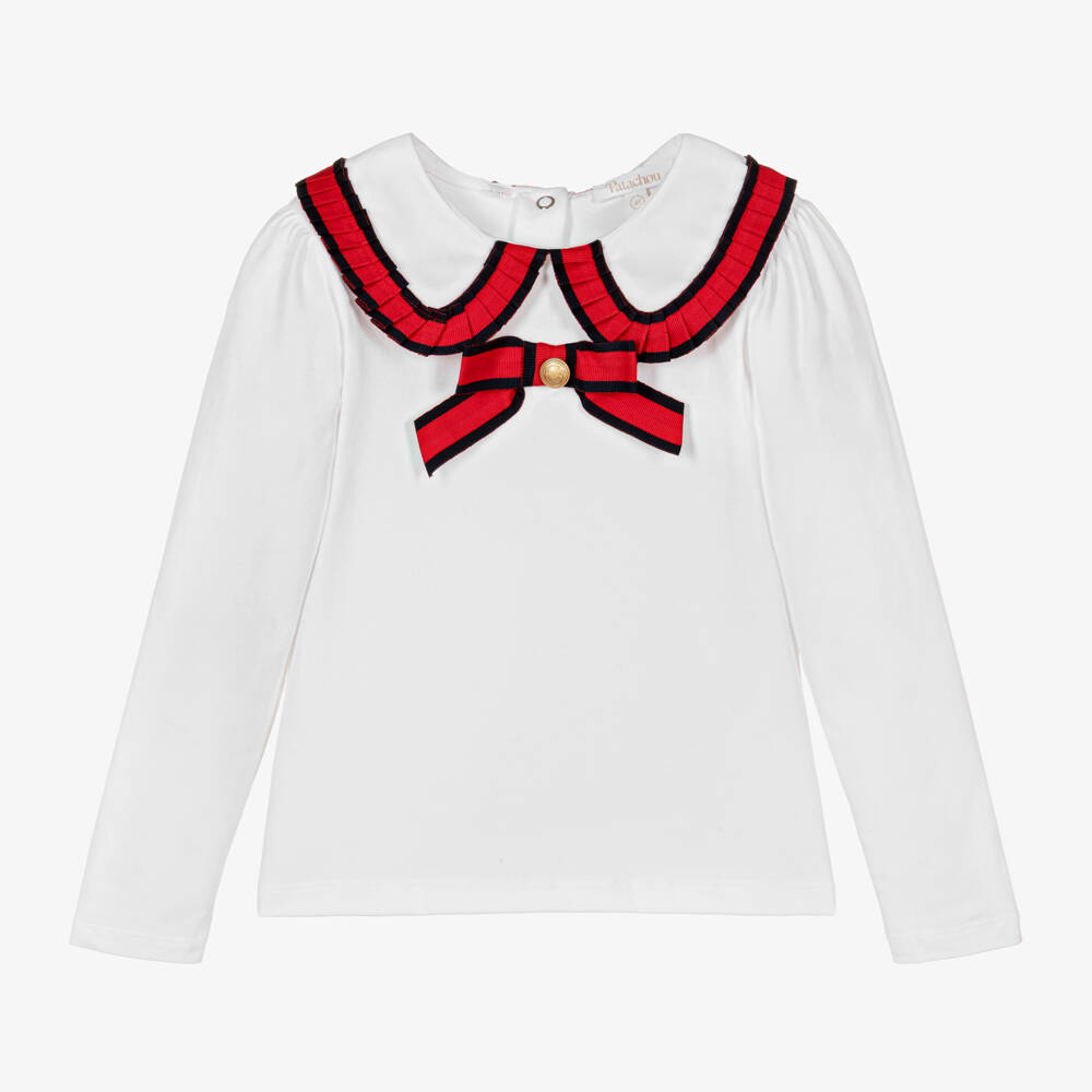 Patachou-Girls Elegant White Bow Blouse | Childrensalon Outlet