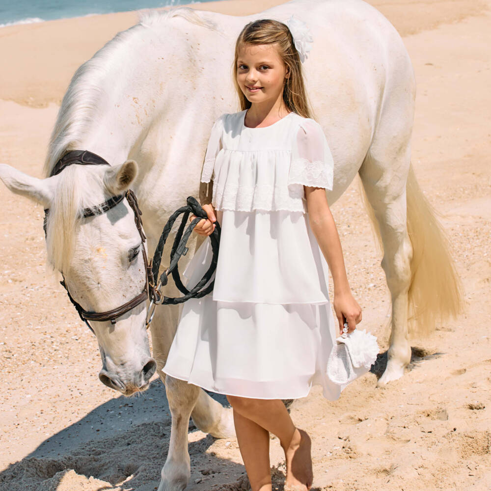 Patachou-Girls Elegant White Chiffon Delight | Childrensalon Outlet