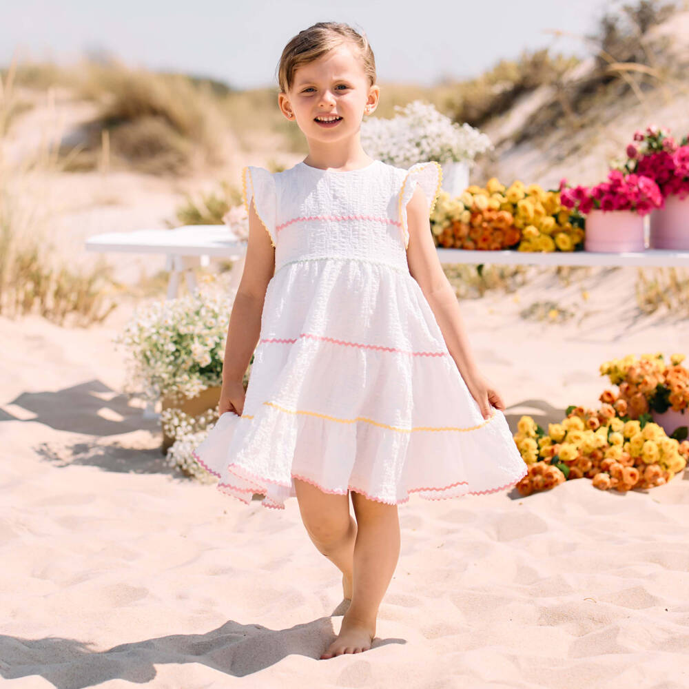 Patachou-Girls Elegant White Cotton Frock | Childrensalon Outlet