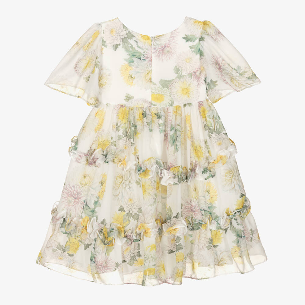 Patachou-Элегантное белое шифоновое платье с цветочным узором для девочек | Childrensalon Outlet