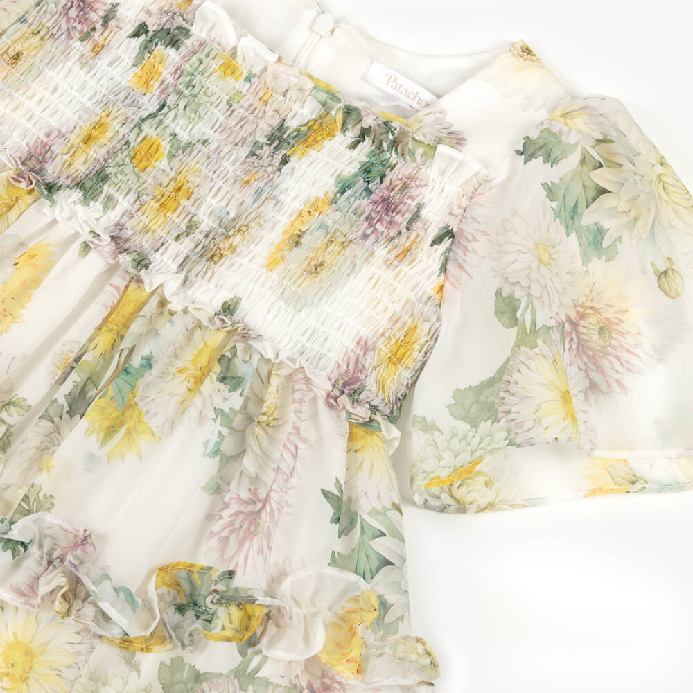 Patachou-Элегантное белое шифоновое платье с цветочным узором для девочек | Childrensalon Outlet