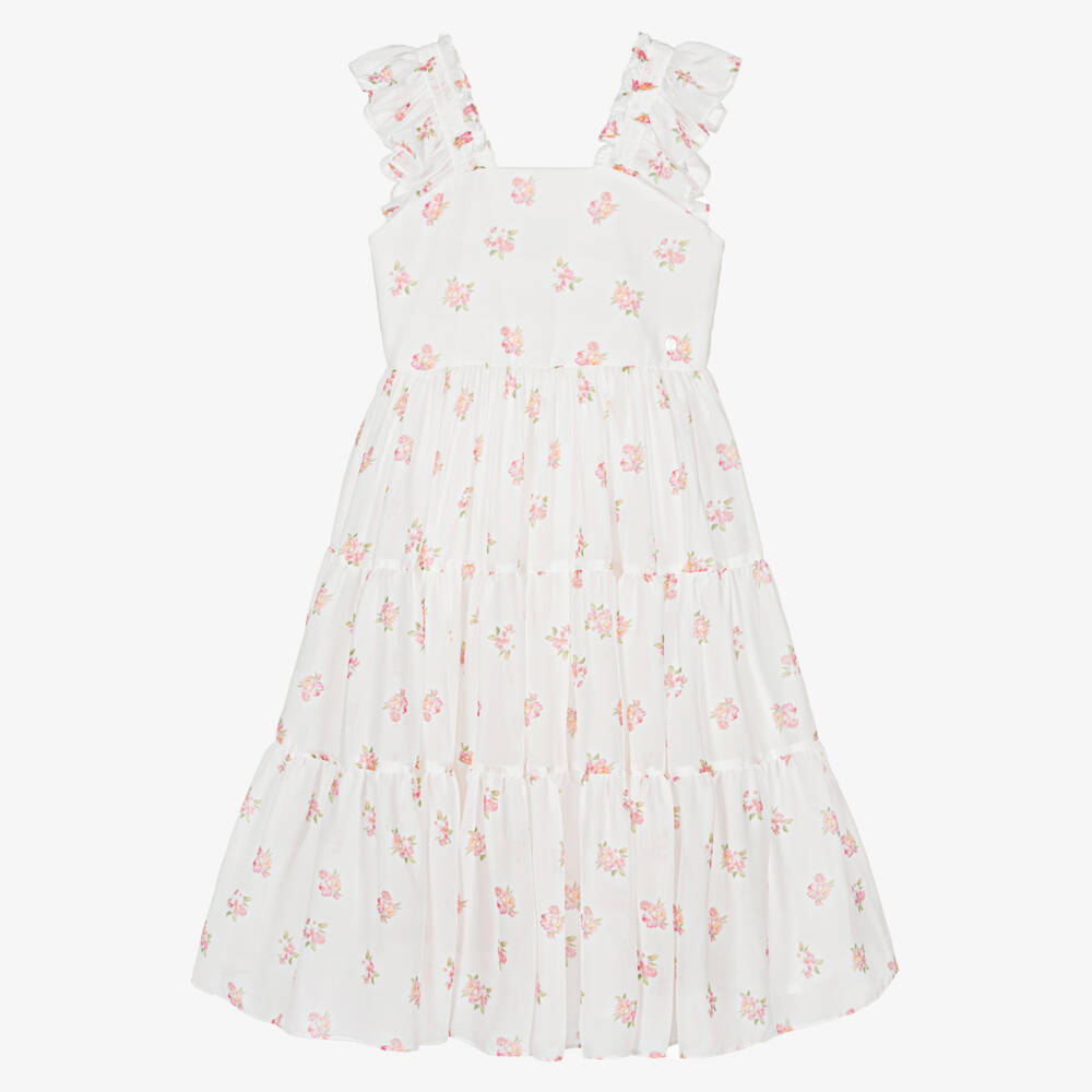 Patachou-Girls Elegant White Floral Chiffon Gown | Childrensalon Outlet