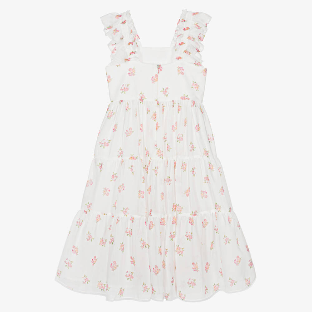 Patachou-Элегантное белое шифоновое платье с цветочным узором для девочек | Childrensalon Outlet