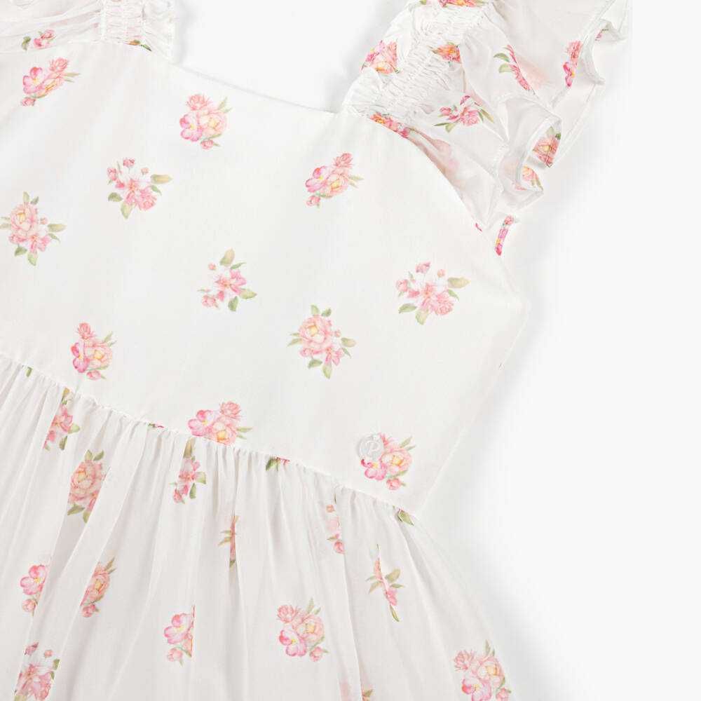 Patachou-Элегантное белое шифоновое платье с цветочным узором для девочек | Childrensalon Outlet
