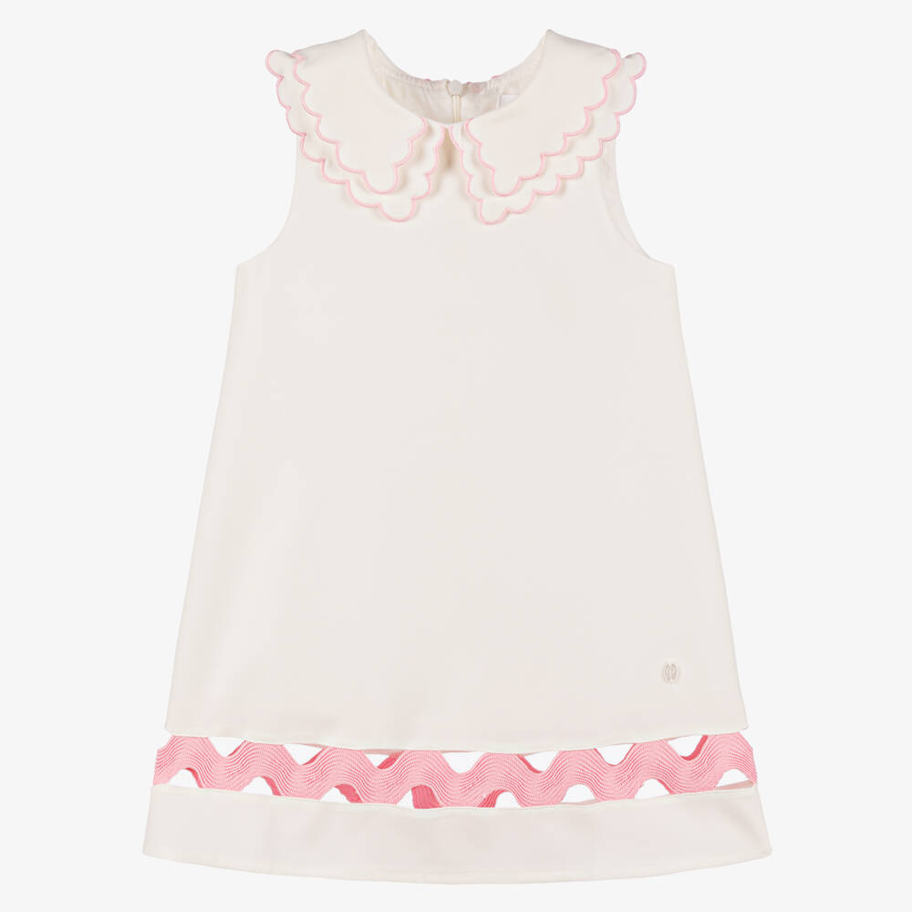 Patachou-Girls Elegant White Scallop Dress | Childrensalon Outlet