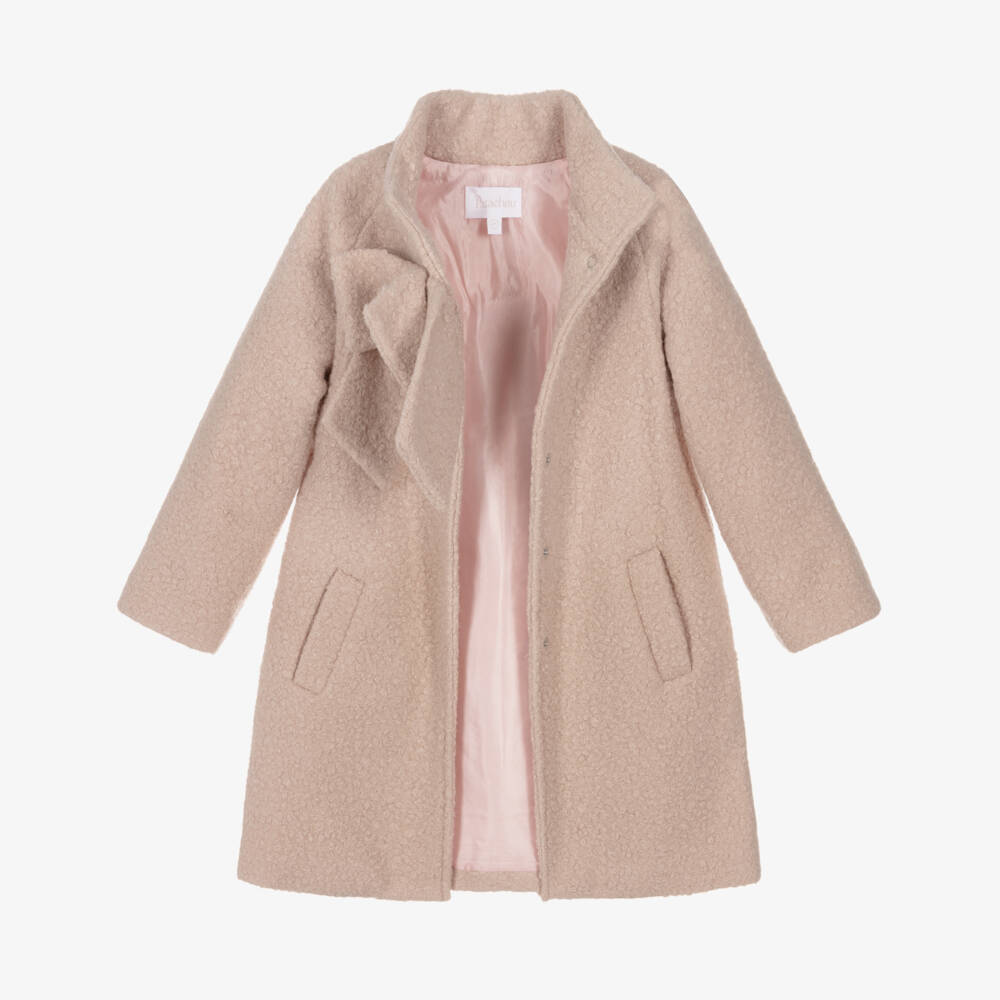 Patachou-Girls Fawn Pink Bouclé Coat | Childrensalon Outlet