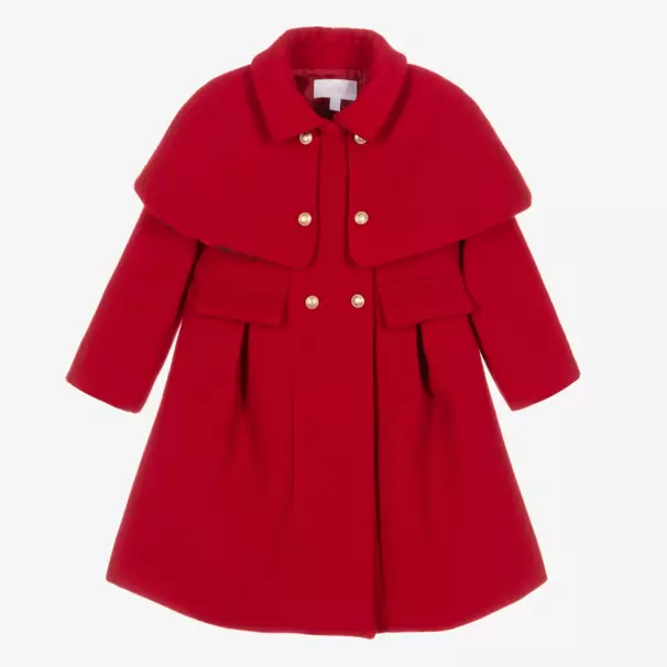 Patachou-Girls Felted Red Cape Jacket | Childrensalon Outlet