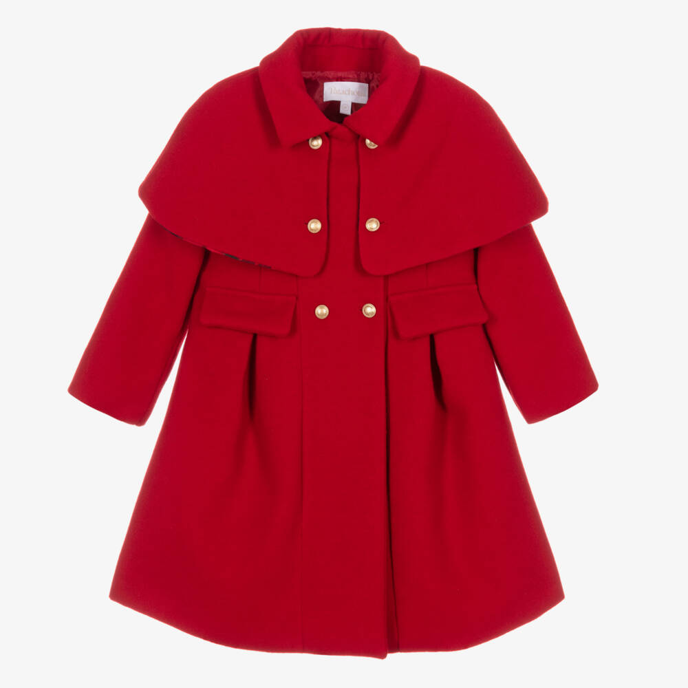 Patachou-Girls Felted Red Cape Jacket | Childrensalon Outlet